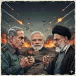 Iran, Israel, Strategic geopolitical map showing India's diplomatic position amidst global conflicts and regional radicalism.