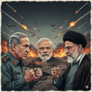 Iran, Israel, Strategic geopolitical map showing India's diplomatic position amidst global conflicts and regional radicalism.