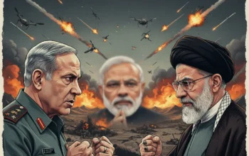 Iran, Israel, Strategic geopolitical map showing India's diplomatic position amidst global conflicts and regional radicalism.