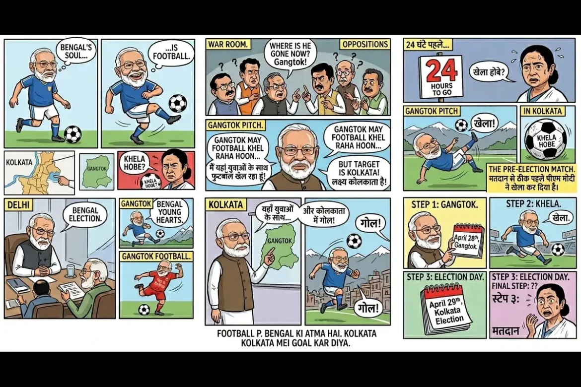 PM Modi ने गंगटोक में फुटबॉल खेली, कोलकाता में खेला हो गया, ममता दीदी देखती रह गई