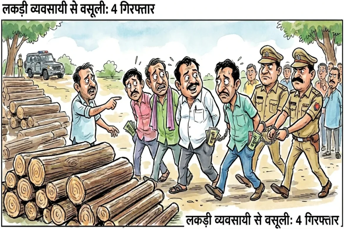 Extortion के आरोप में पंचायत सदस्य पति सहित 4 गिरफ्तार